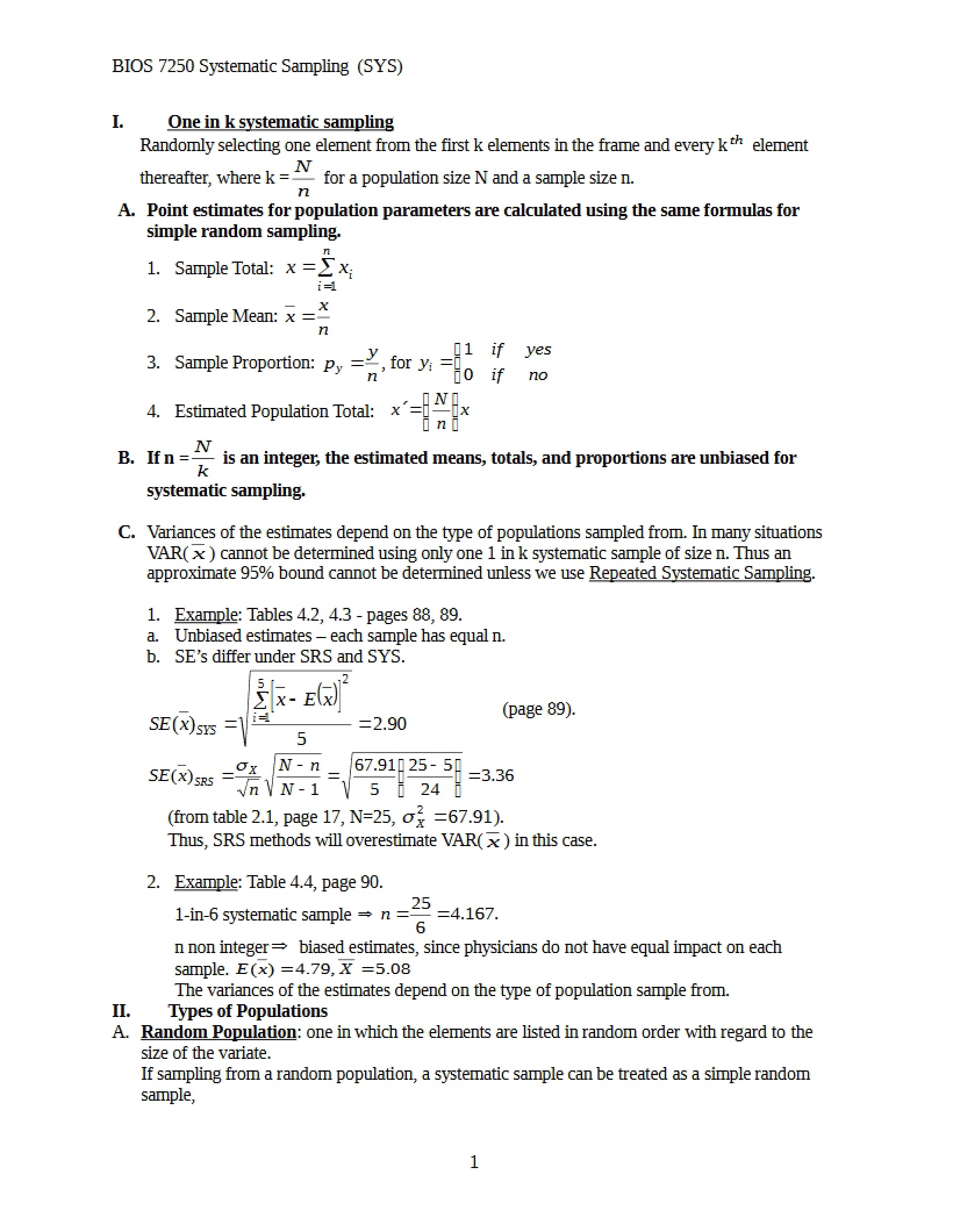 Systematic Sampling Methods