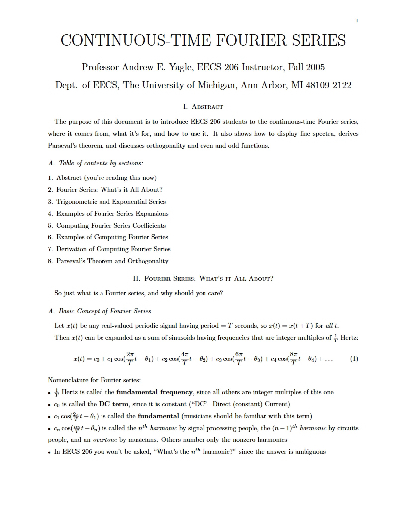 Fourier Series Continuous-Time 2