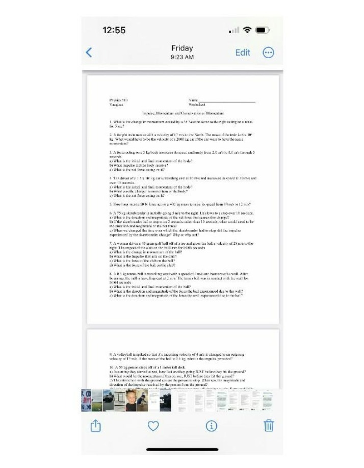 Worksheet - Impulse, Momentum, and Conservation