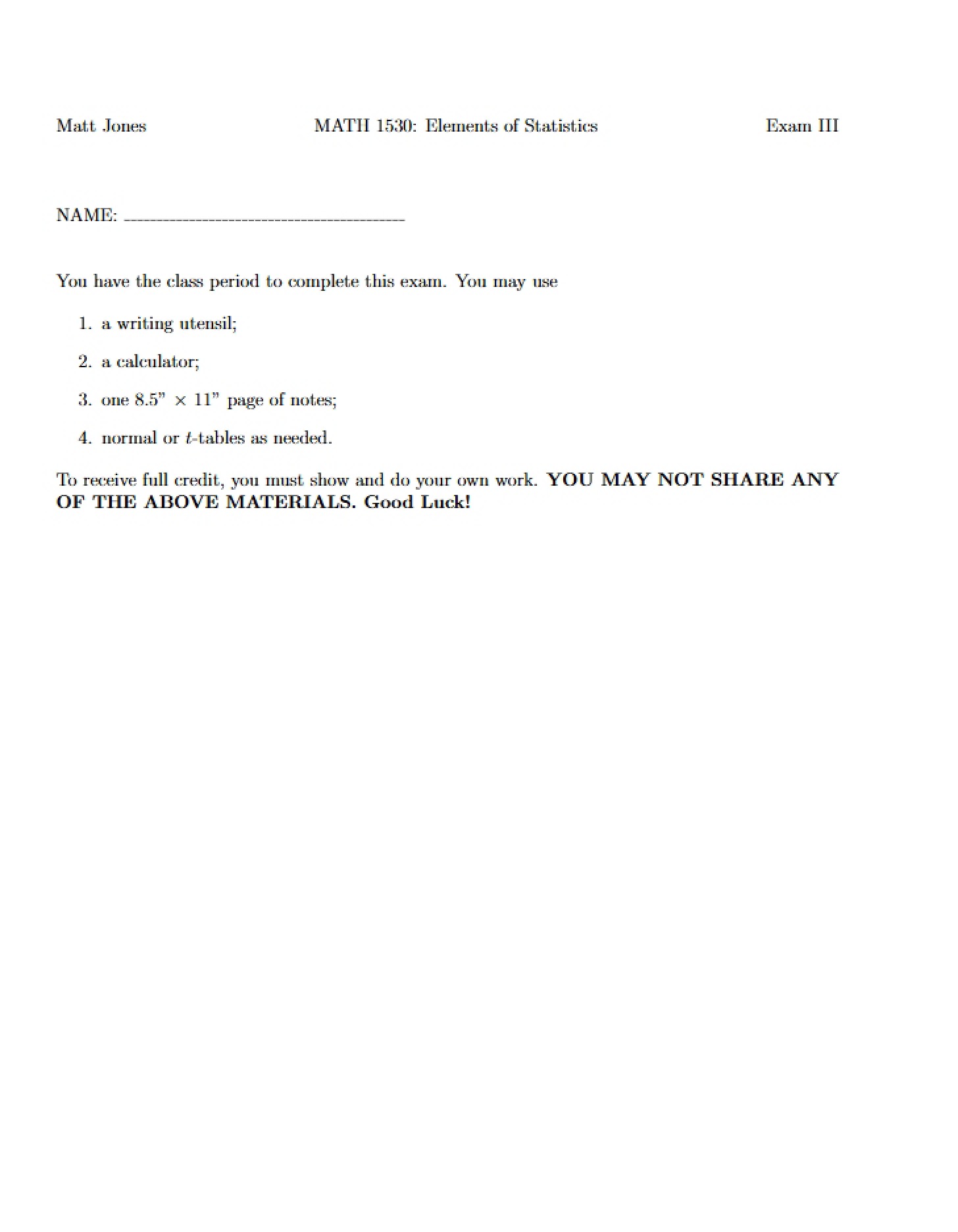 Guide for Examination