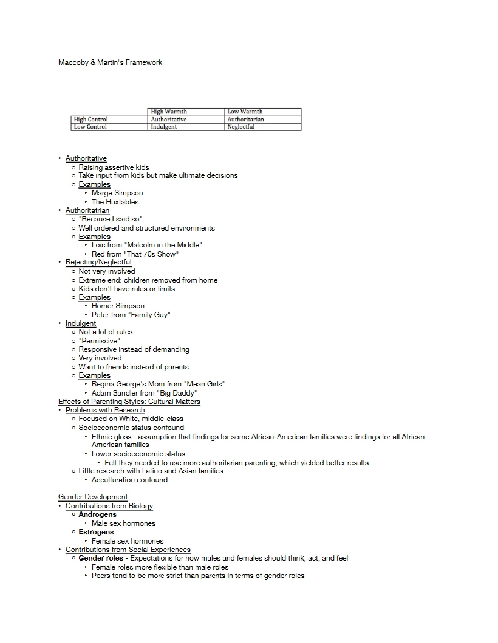 Framework by Maccoby and Martin