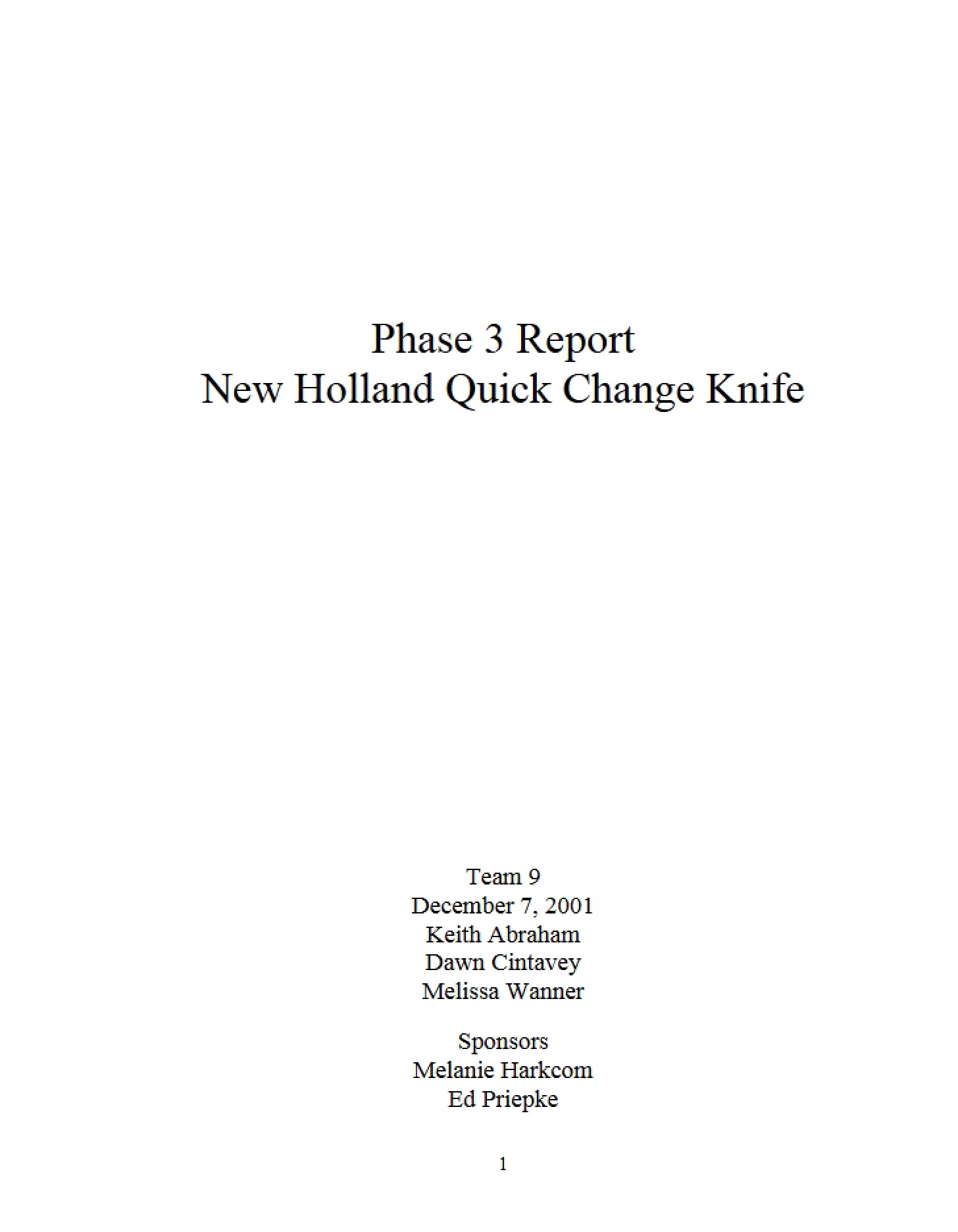 Quick Change Knife (New Holland)