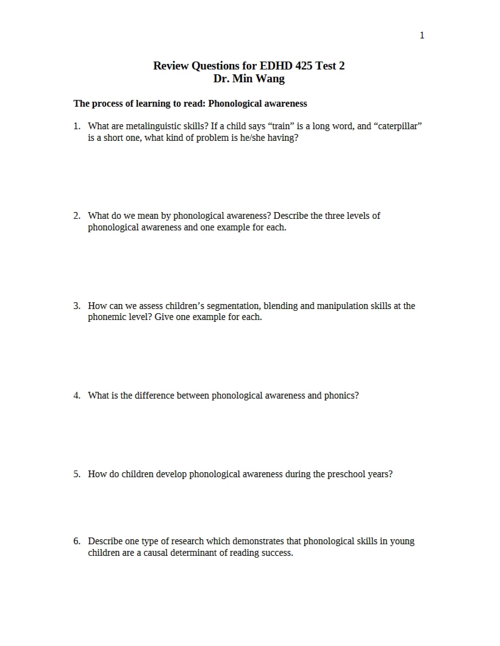 Questions to Review