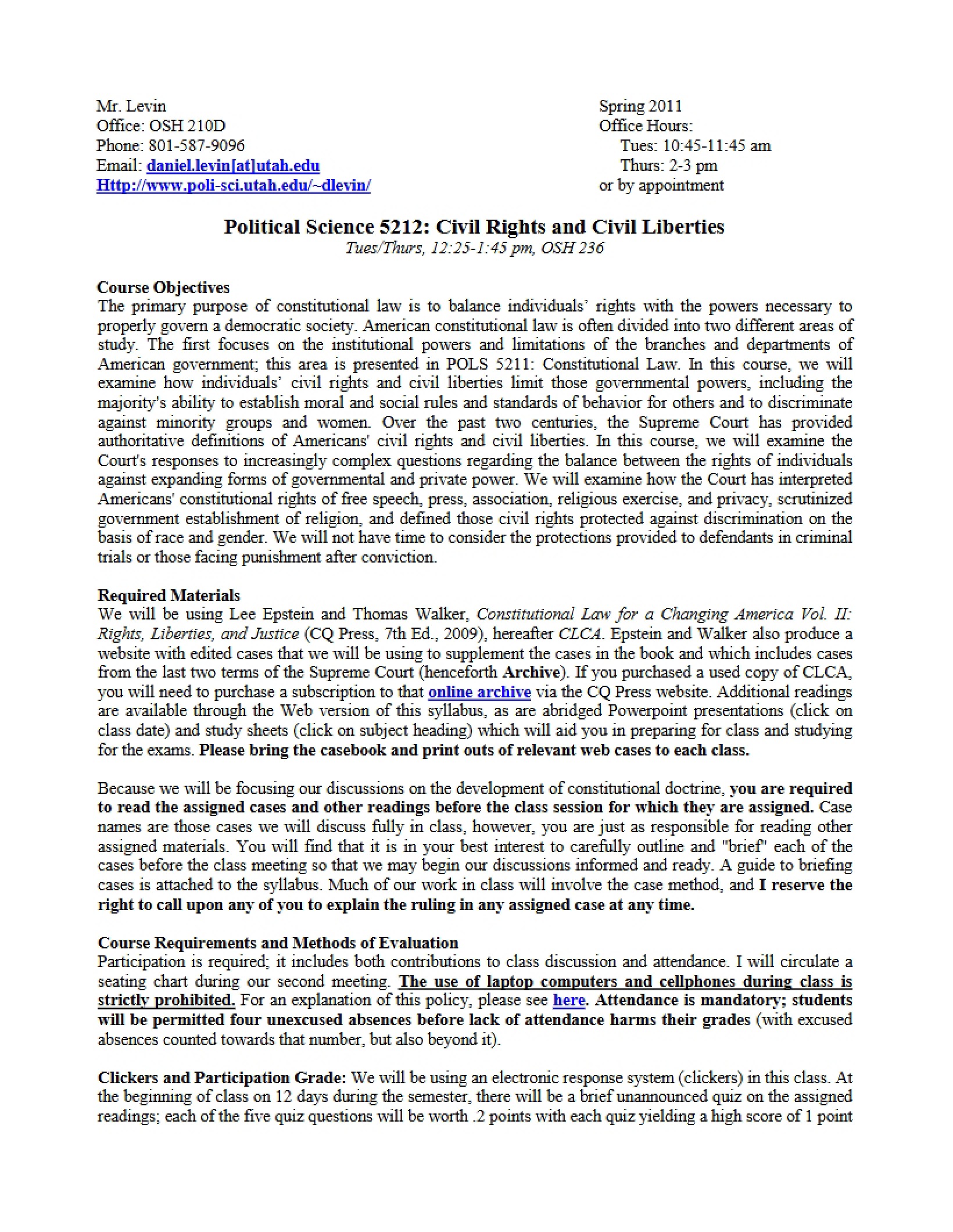 Civil Liberties Syllabus