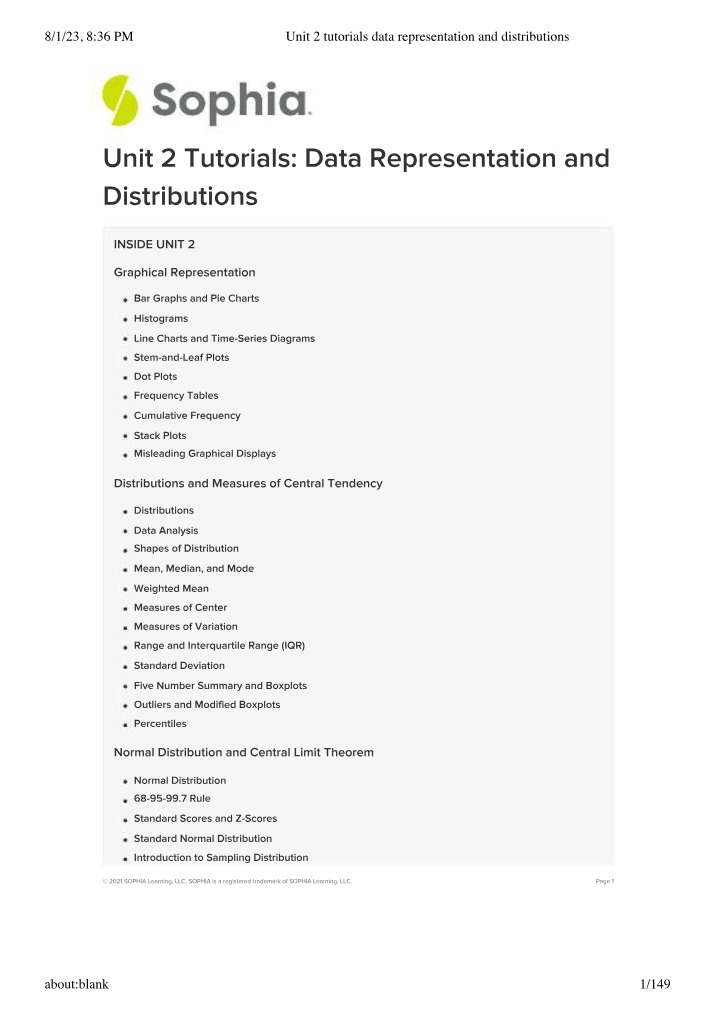 Unit 2 Tutorials on Data Representation and Distributions