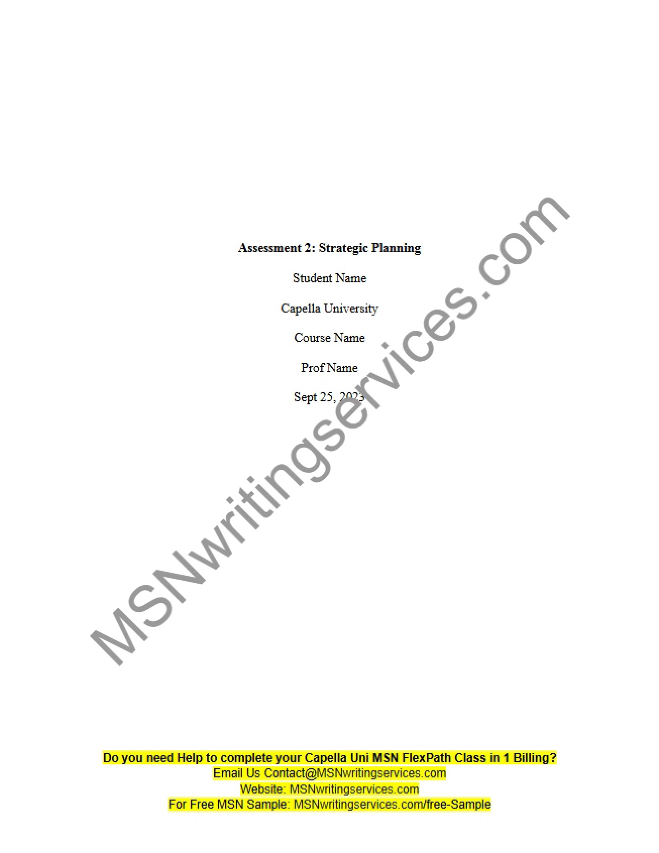 Assessment 2 Strategic Planning Overview