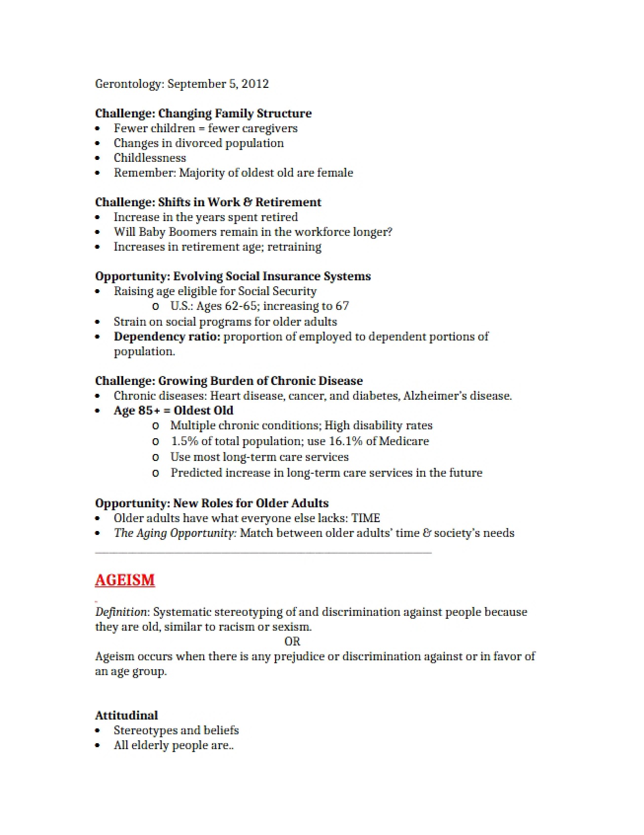 Overview of Gerontology