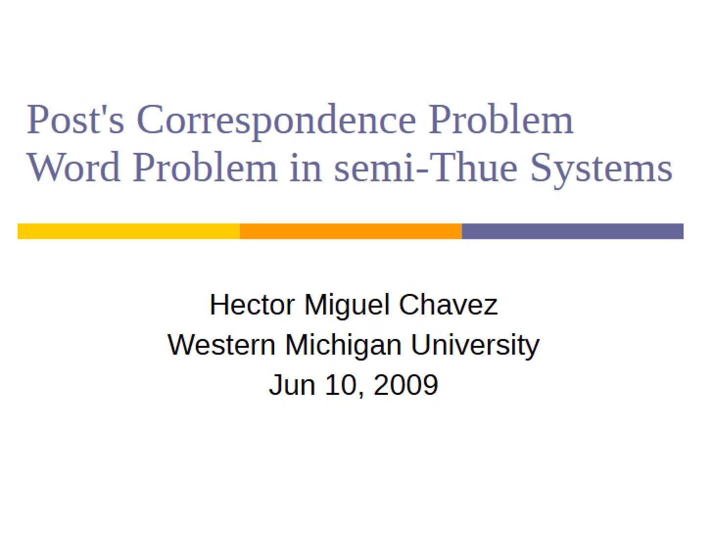 Semi-Thue Systems and Post's Correspondence