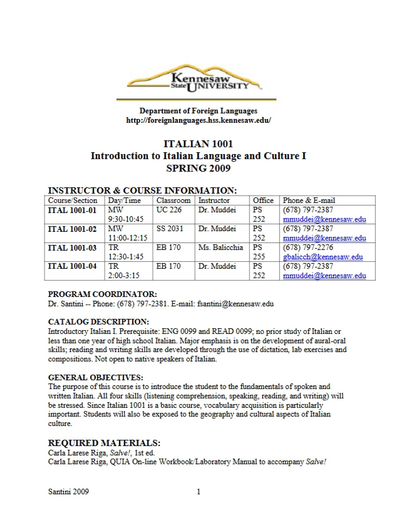 ITAL 1001 Academic Plan