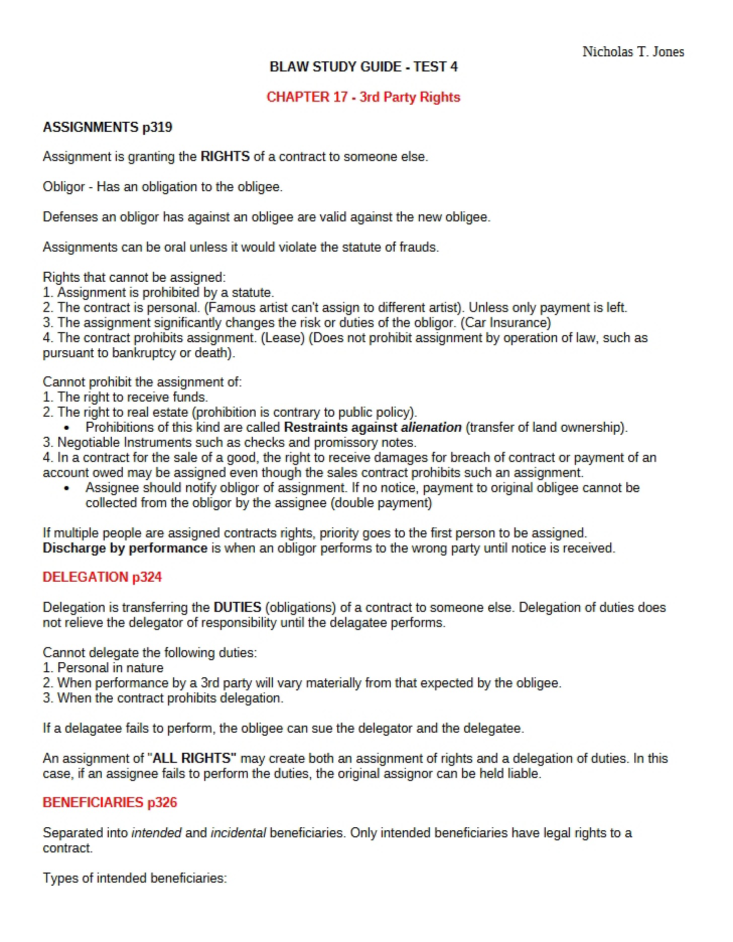 Rights of Third Parties Chapter 17