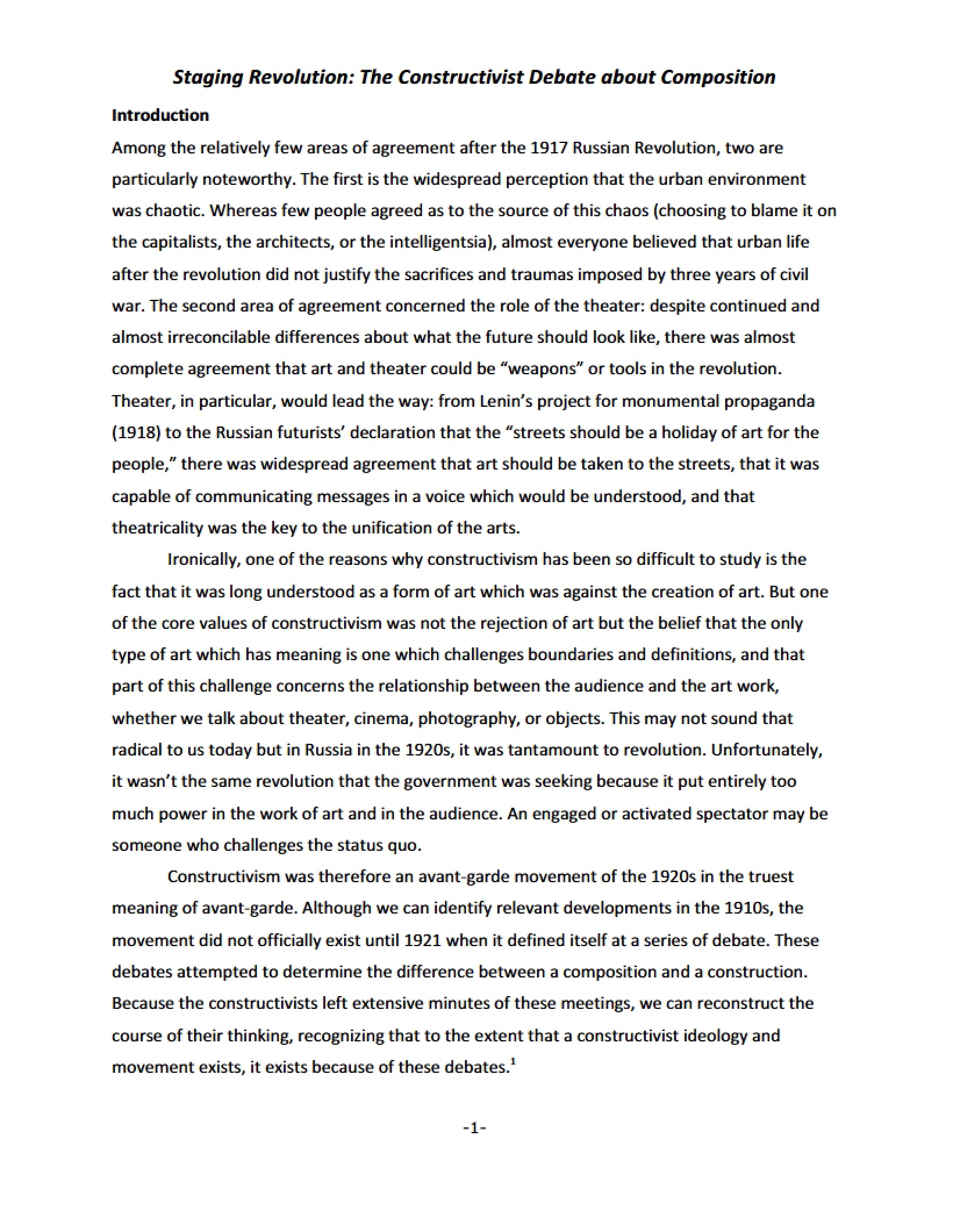 Debate on Constructivism