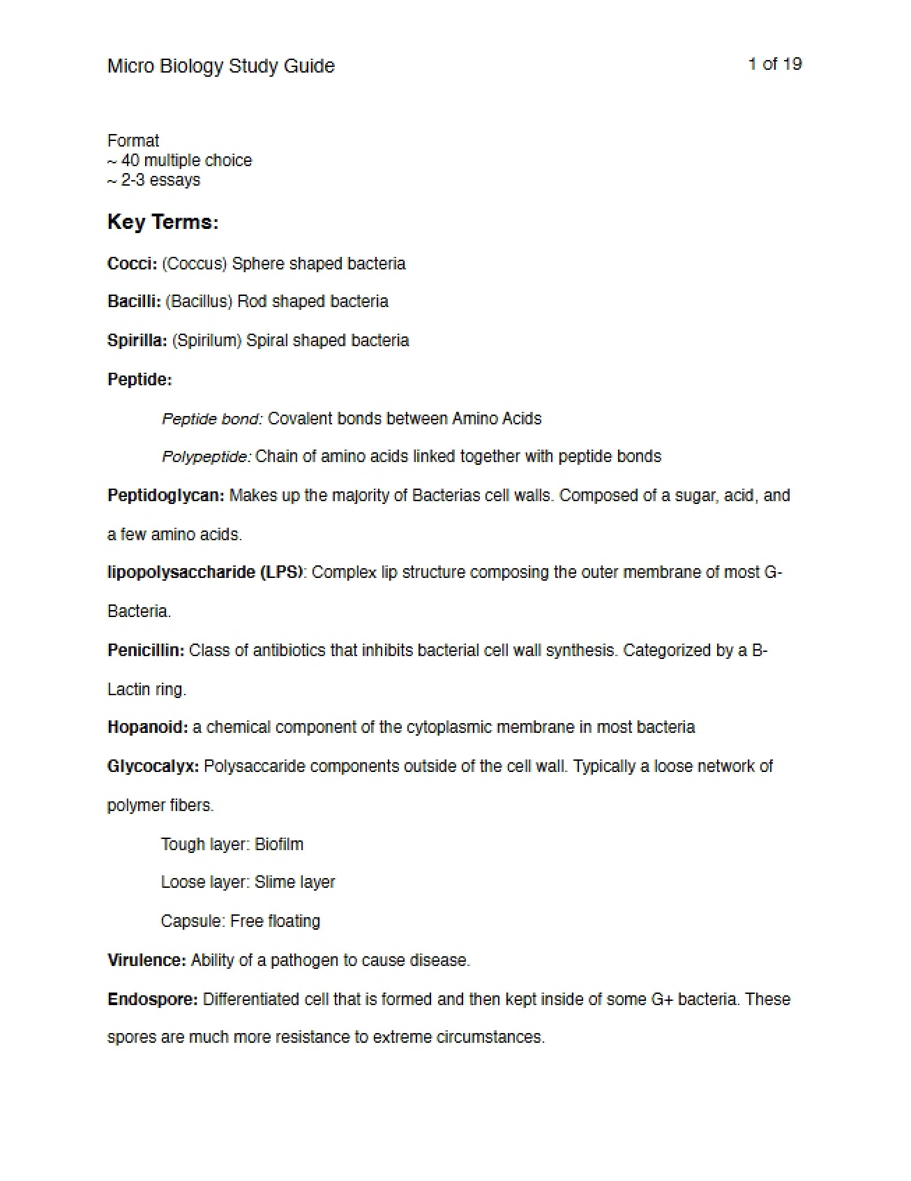 Guide for Microbiology Study