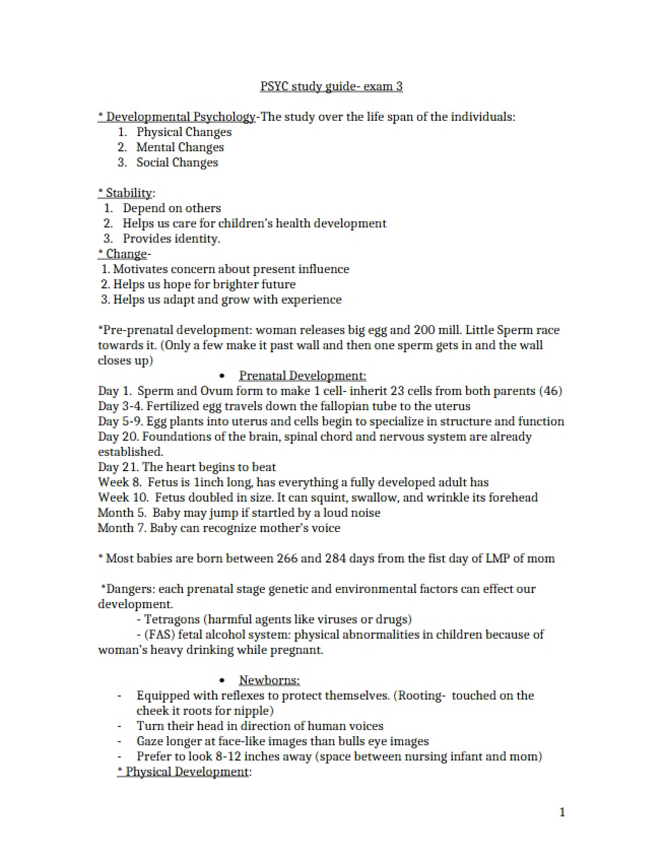 Third Exam Study Guide for General Psychology