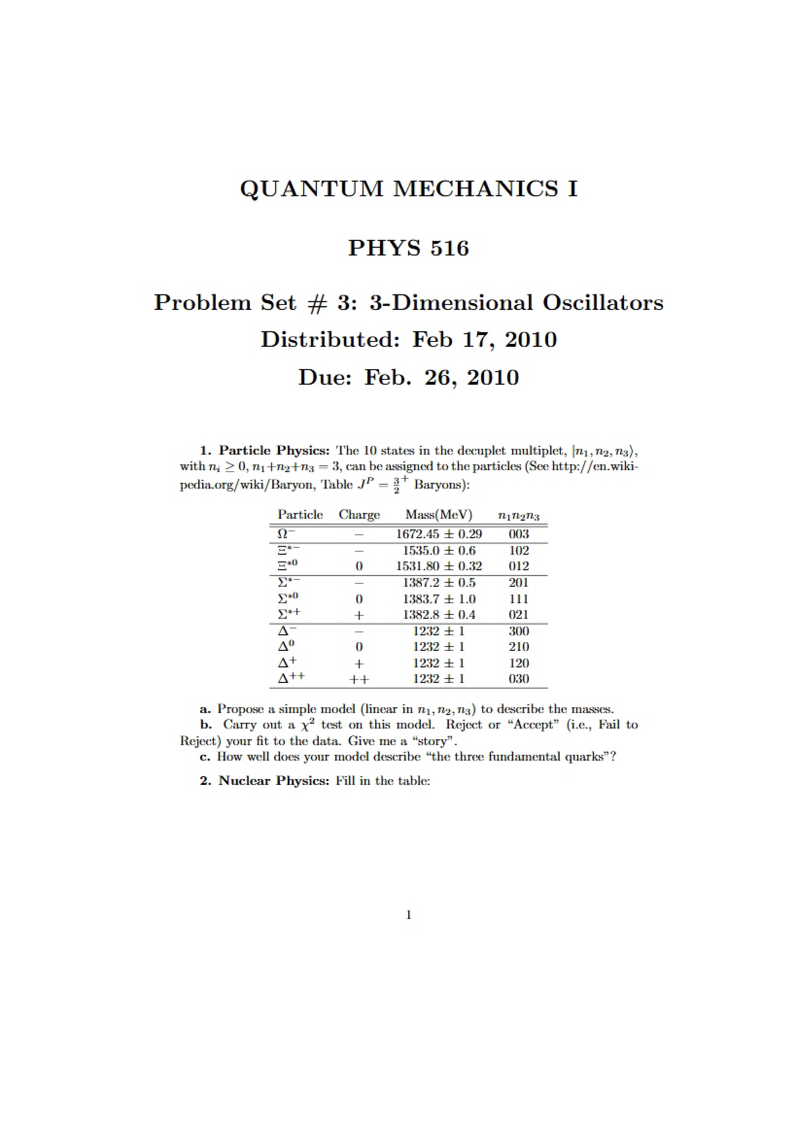 Third Set of Problems
