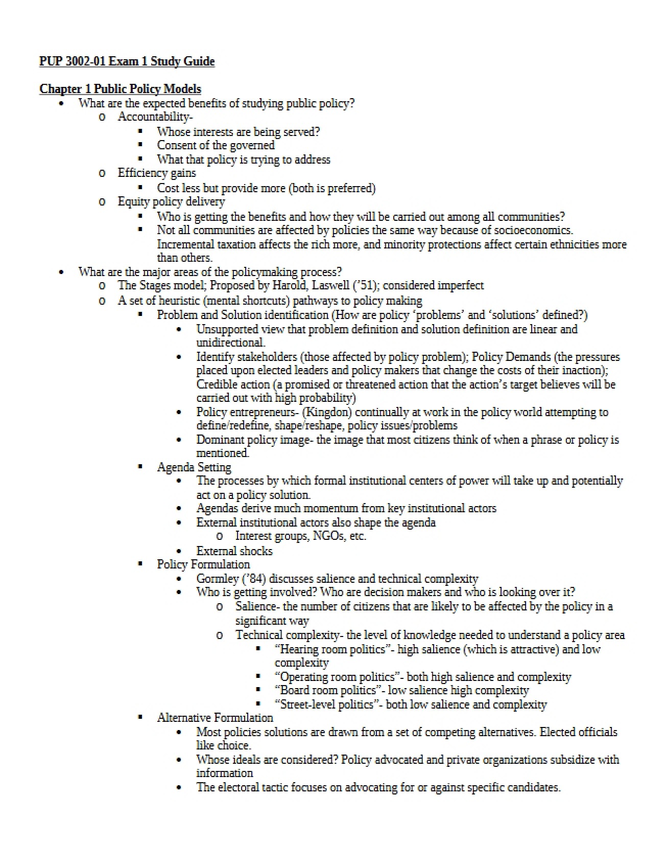 Study Guide for First Exam
