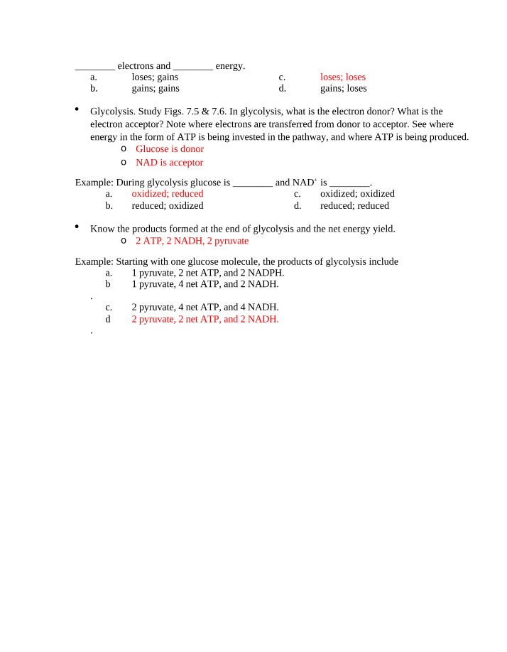 Glycolysis, Electron Transfer, and Energy Yield