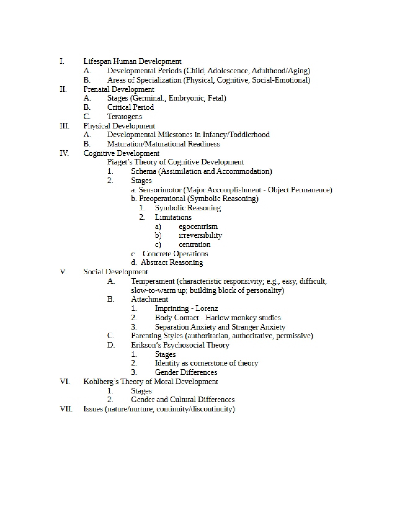 Overview of Lifespan Human Development