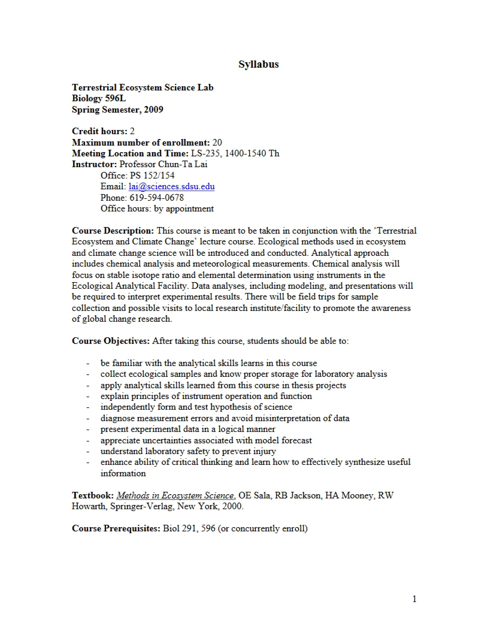 Syllabus for Ecological Metagenomics