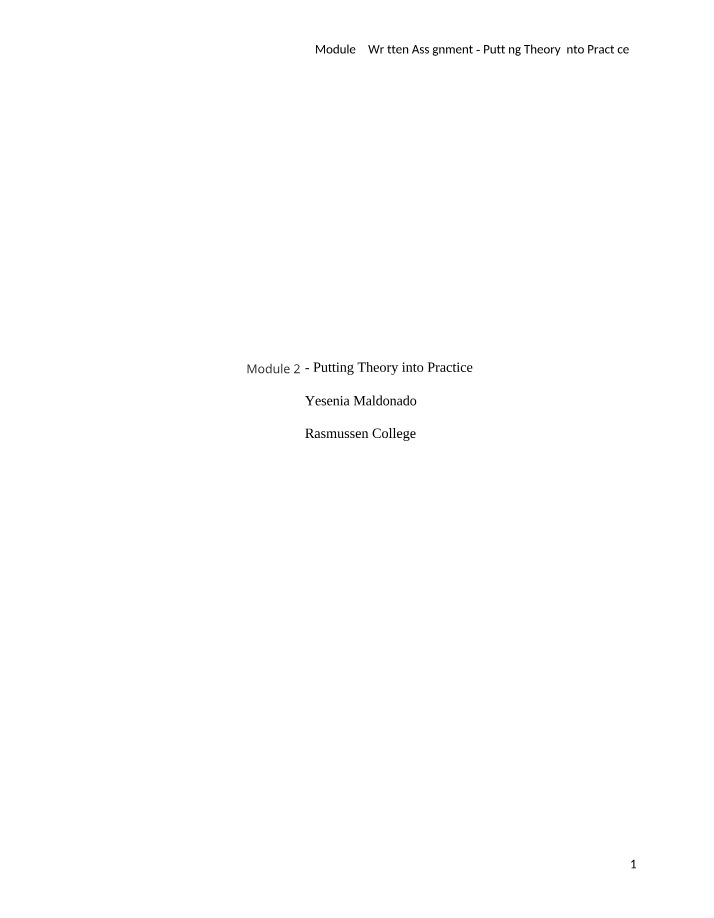 Putting Theory into Practice - Module 2 Assignment