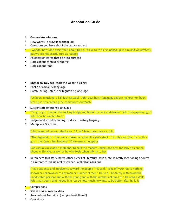 Guide to Annotation