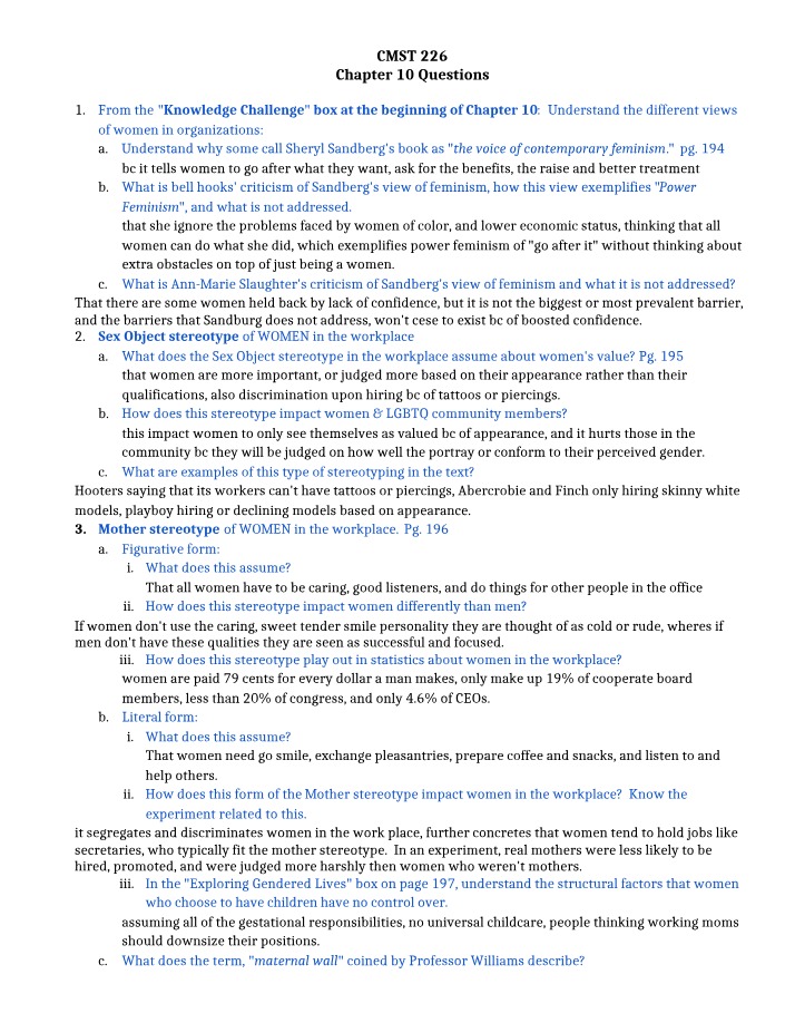 Chapter 10 Questions - CMST 226