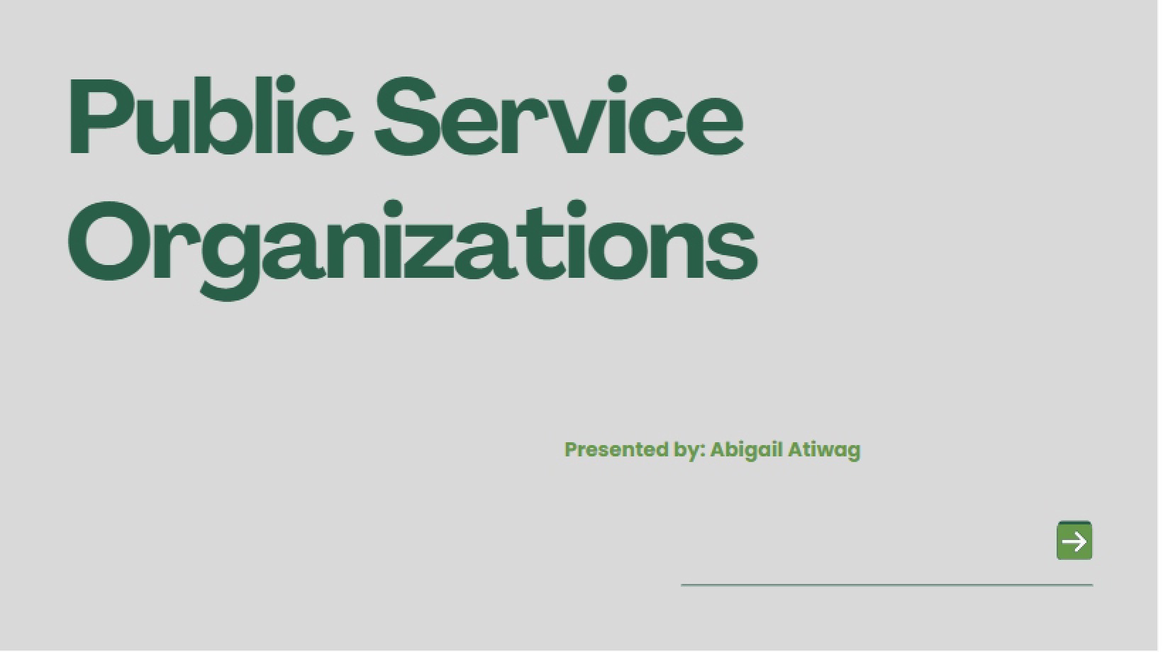 Organizations in Public Service