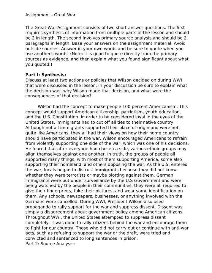 Wilson's WWI Decisions and Their Consequences