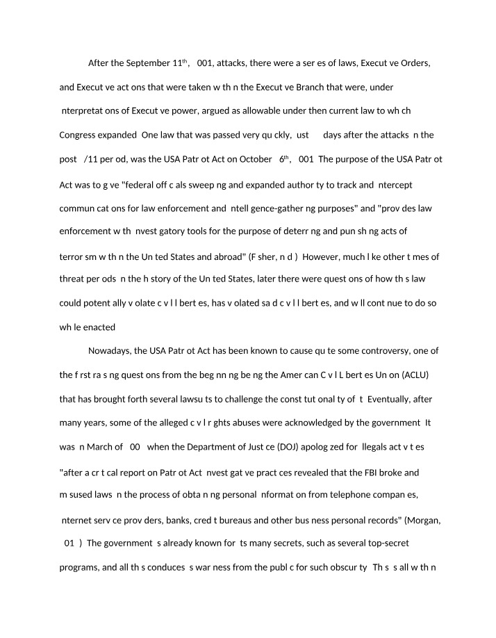 USA Patriot Act - Impact on Civil Liberties