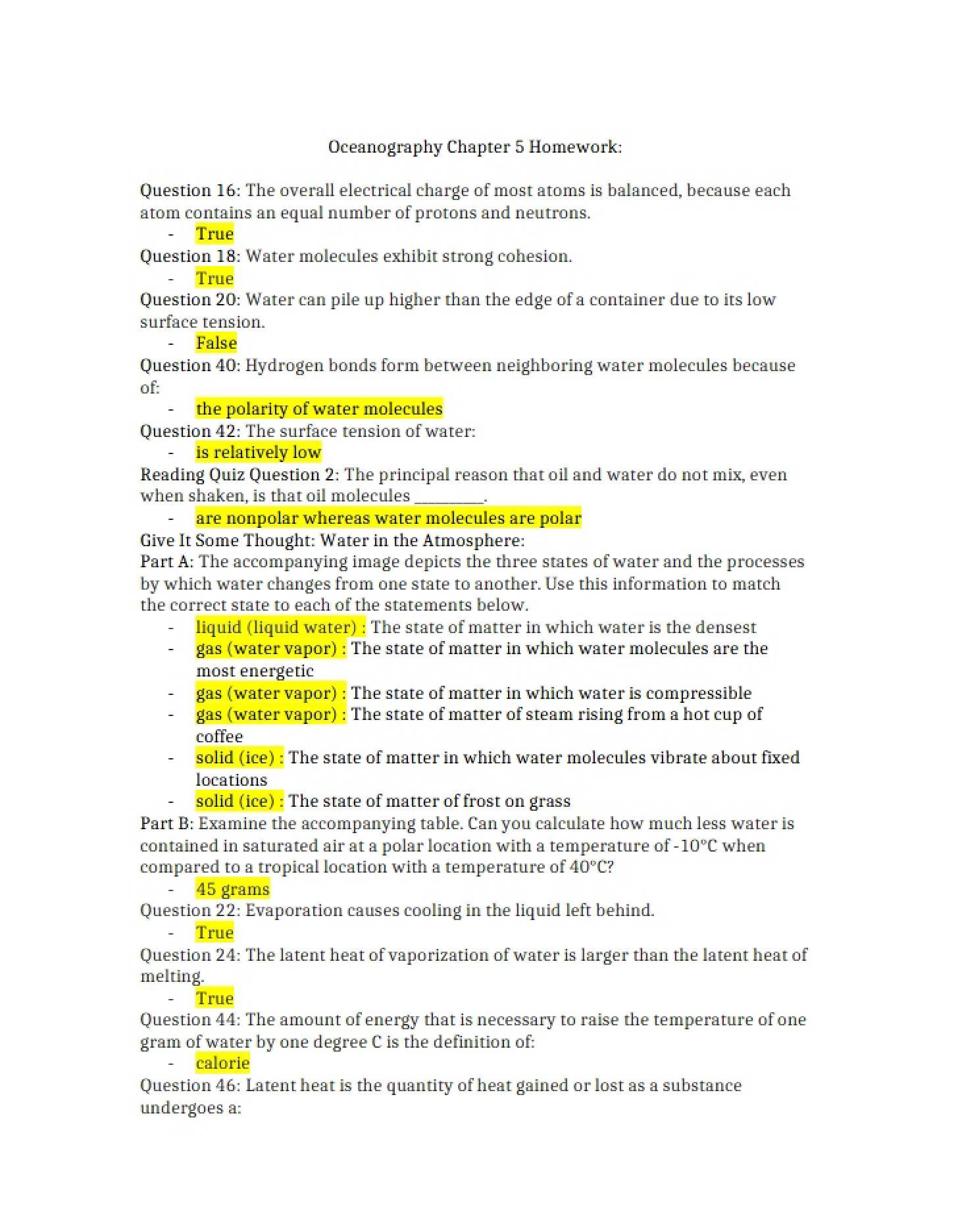 Oceanography (Ch 5)