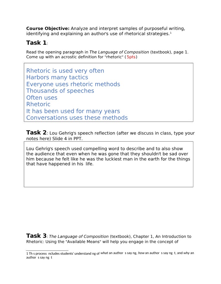 Analyzing Rhetorical Strategies - Acrostic Definition