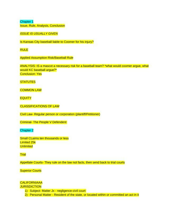 Law Notes - Chapters 1 & 2