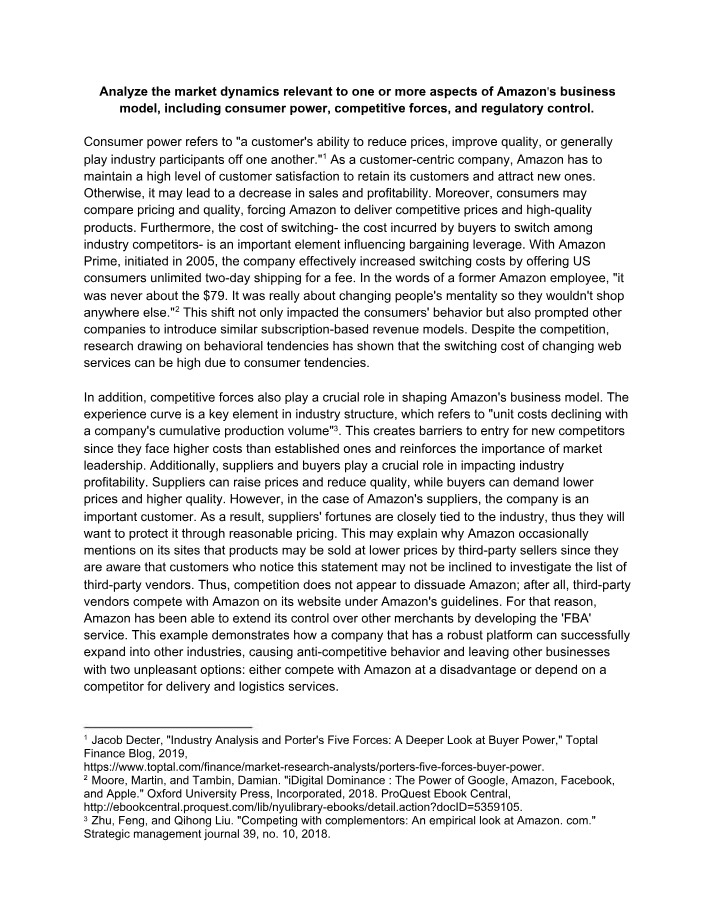 Analysis of Amazon's Business Model and Market Dynamics