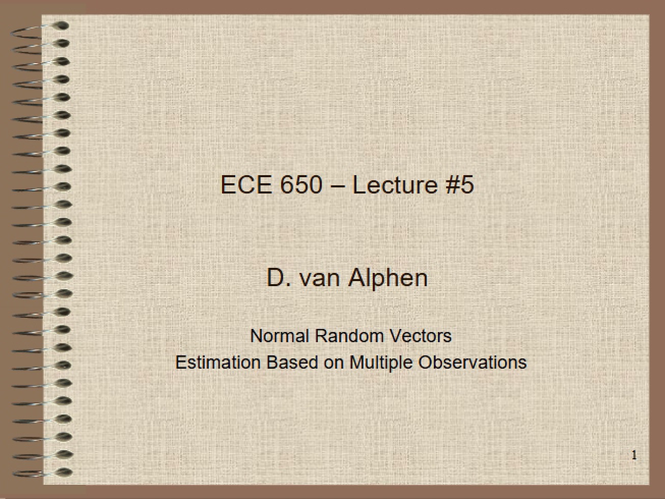 Lecture Five Spring 2015