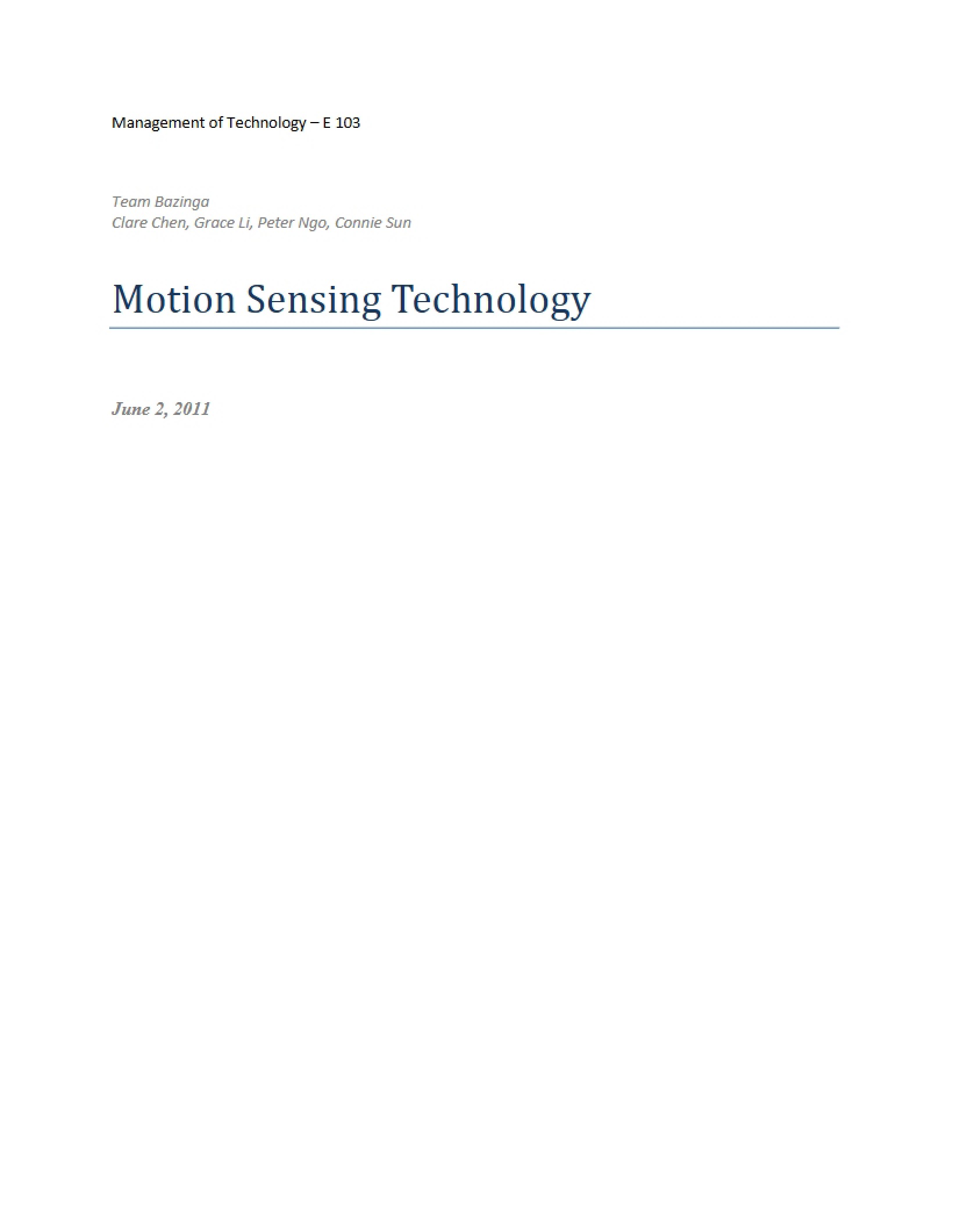 Technology for Sensing Motion