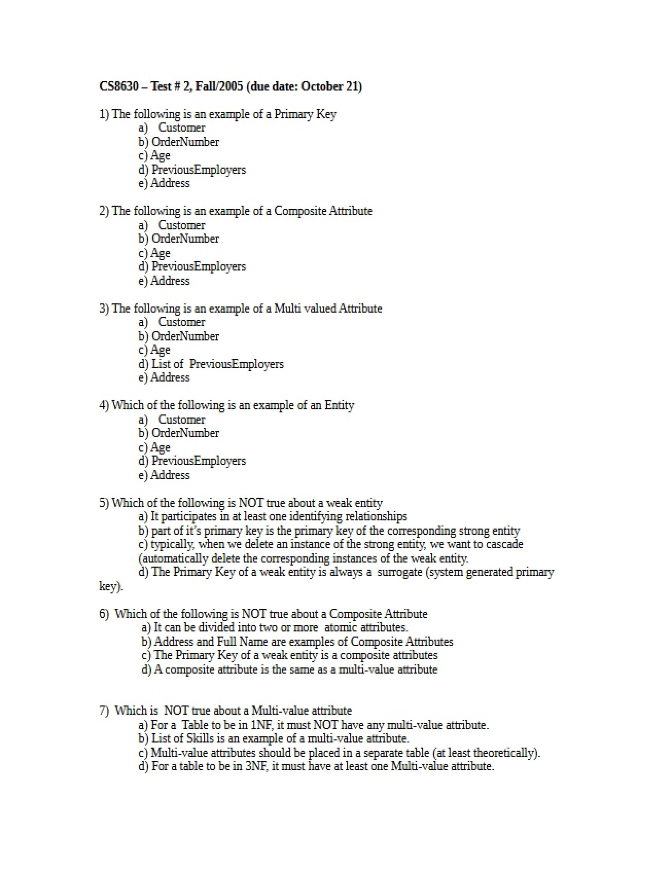 Second Examination in CS 8630
