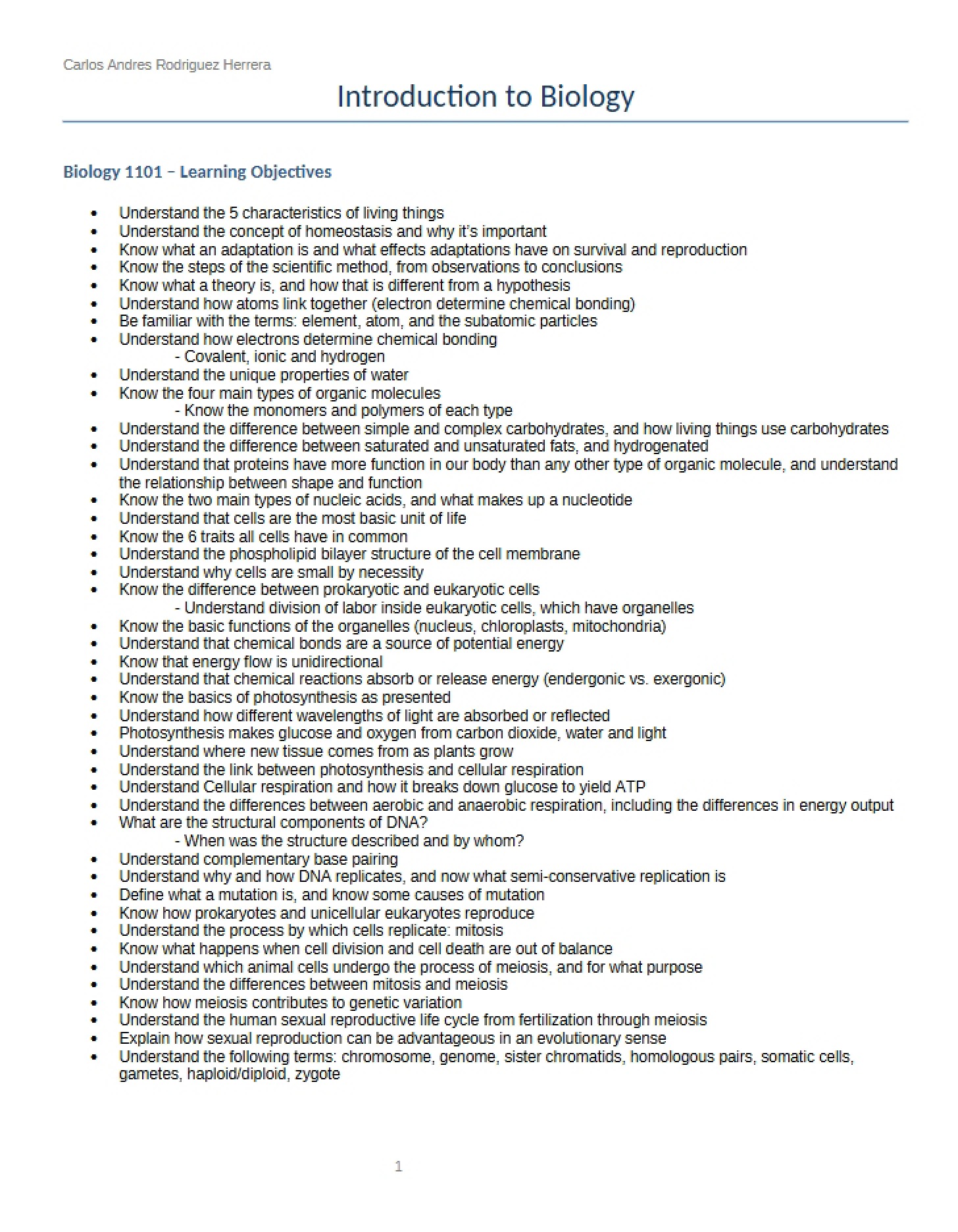 Objectives for Learning