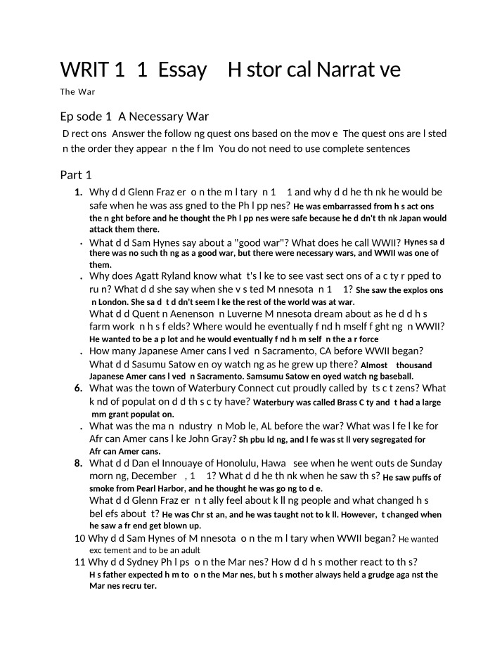 Essay 3 - Historical Narrative on World War II