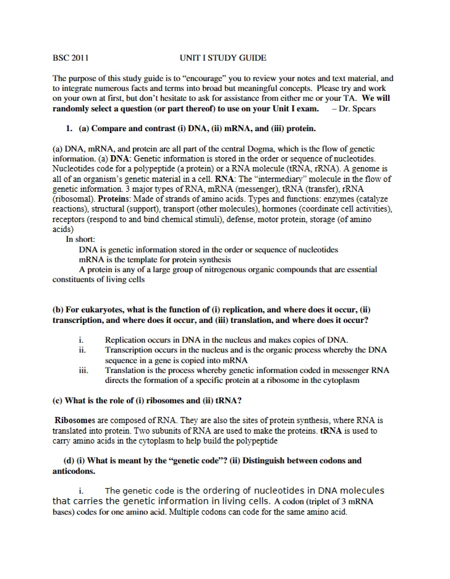 UNIT I ACADEMIC PREP MANUAL