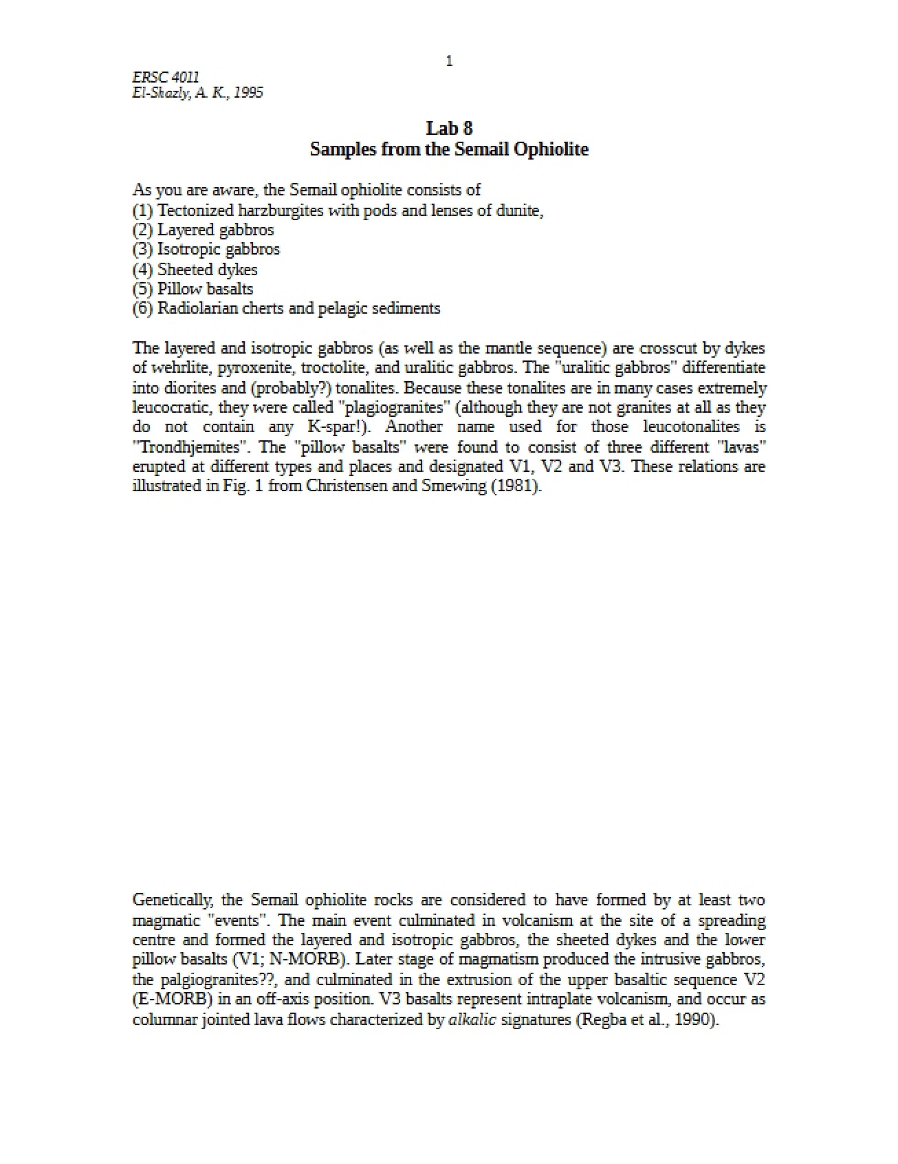 Semail Ophiolite Samples