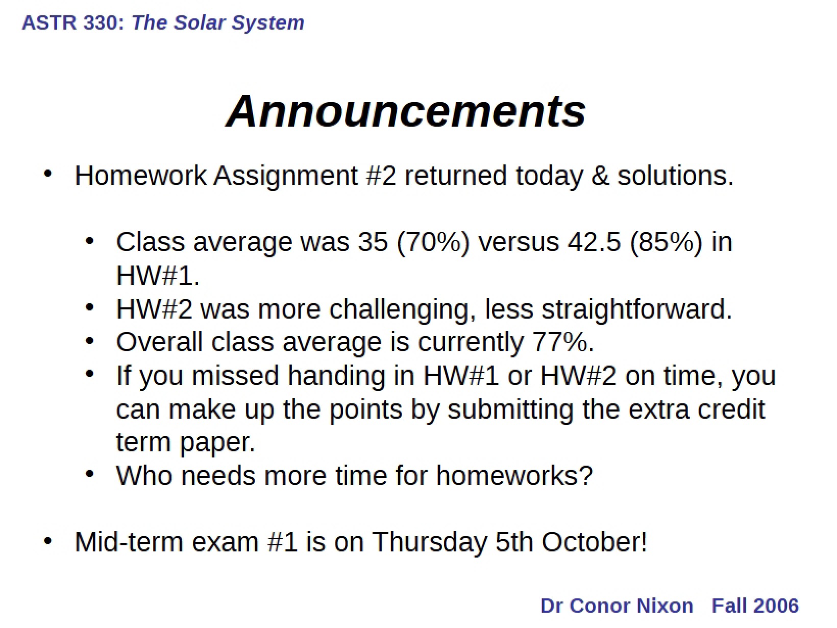 Comets Lecture Nine