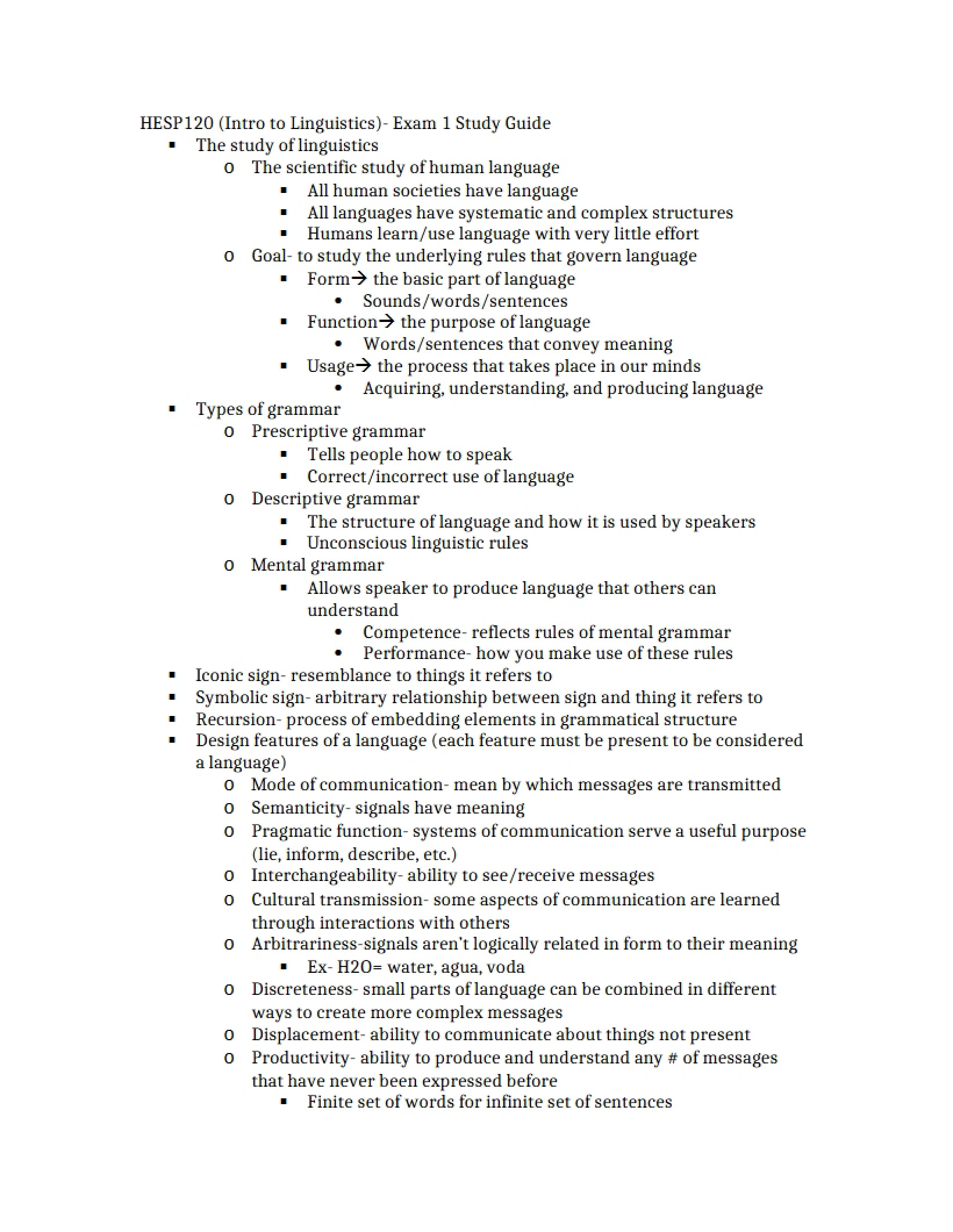 Linguistics Study Overview
