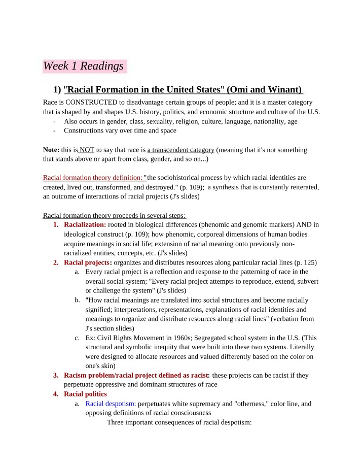 Study Guide for SOC 180A