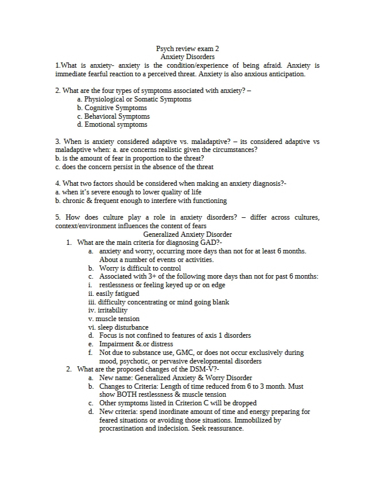 Overview of Anxiety Disorders
