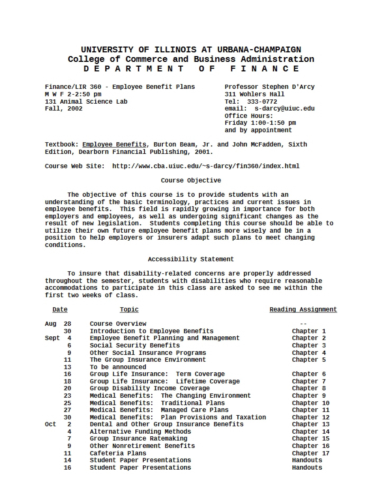 Course Syllabus