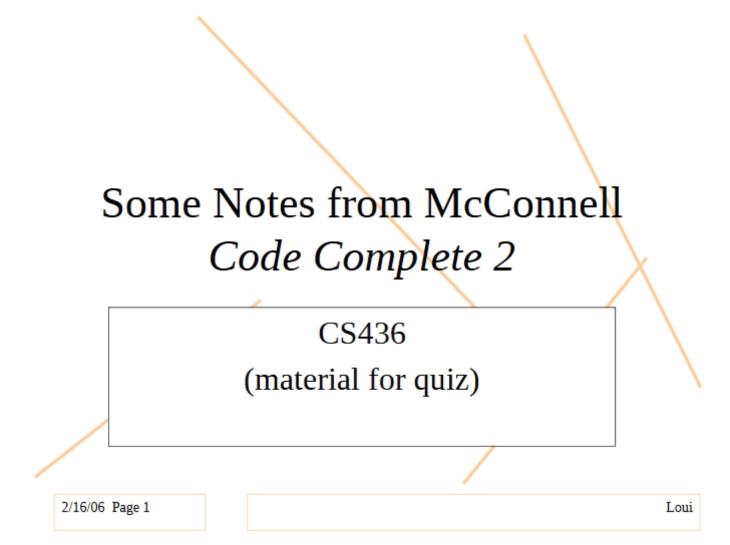 Notes for Lecture