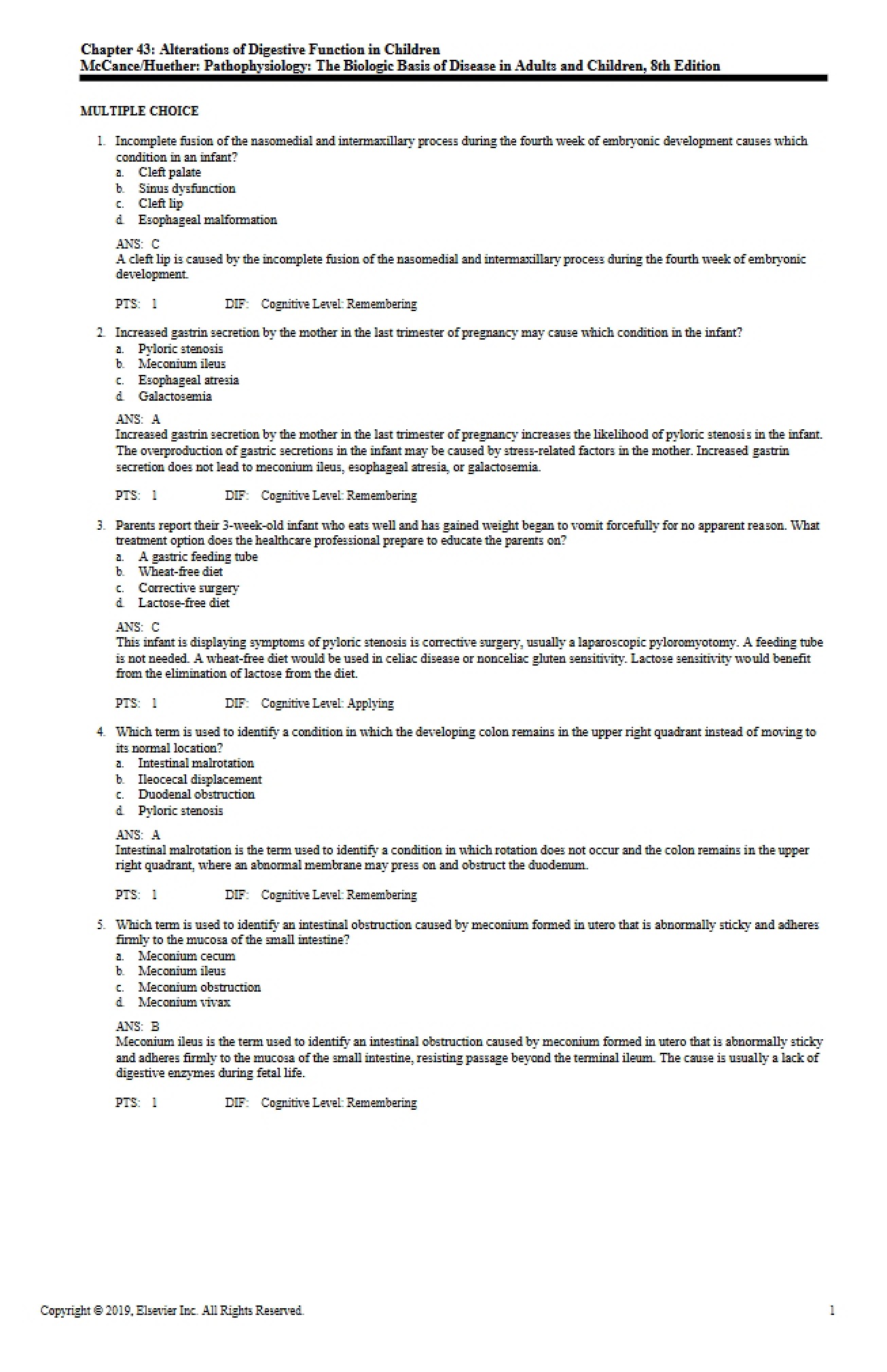 Test on Chapter 43