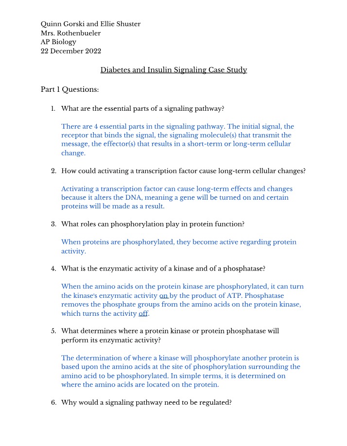 Case Study - Diabetes and Insulin Signaling