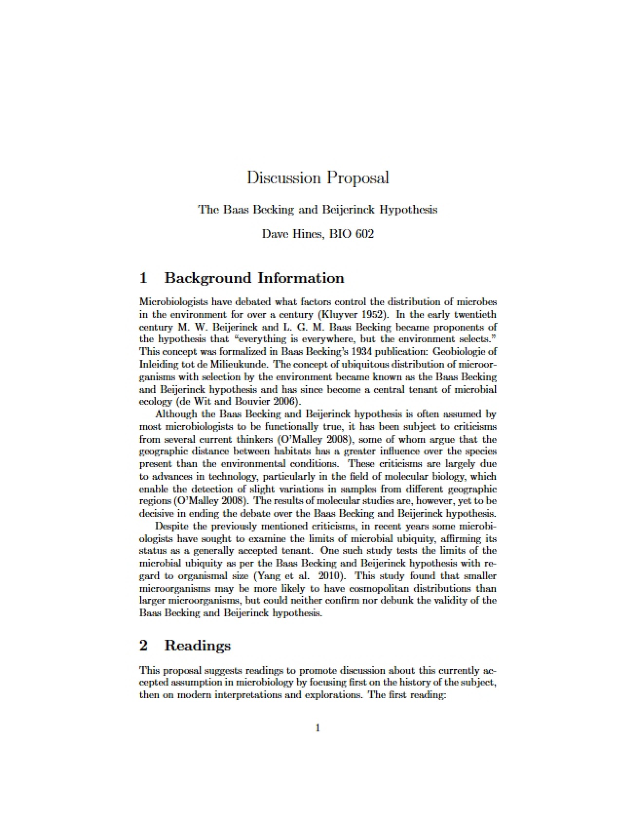 Proposal for Discussion