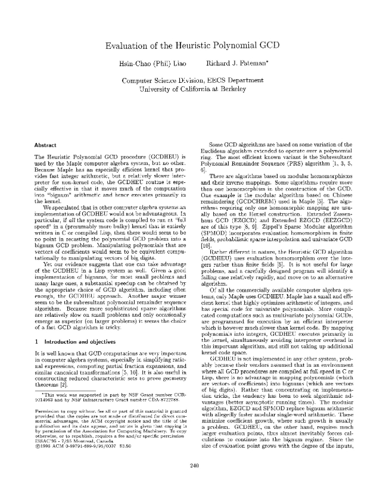 Evaluation of the Heuristic Polynomial GCD