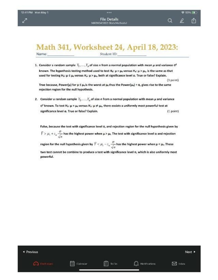 Worksheet 24 for Math 341 - April 18 2023